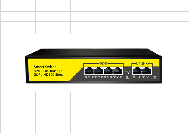 Коммутатор POE DK100-4FP2F 4 Port 10/100M POE +2 Built-in) корпус металл