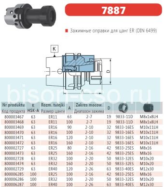Цанговый патрон Bison-Bial Польша 7887-63-11-100 ER11 Цанговый патрон Bison-Bial Польша 7887-63-11-100 ER11