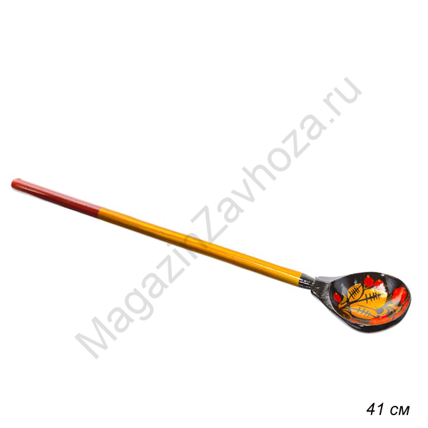 Ложка деревянная для солений с художественной росписью / 6902 /уп 1/ с длинной ручкой