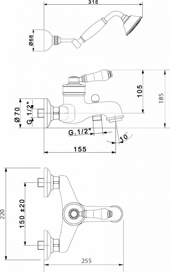 Смеситель для ванны однорычажный Migliore Ermitage ML.ERM-7002 ФОТО