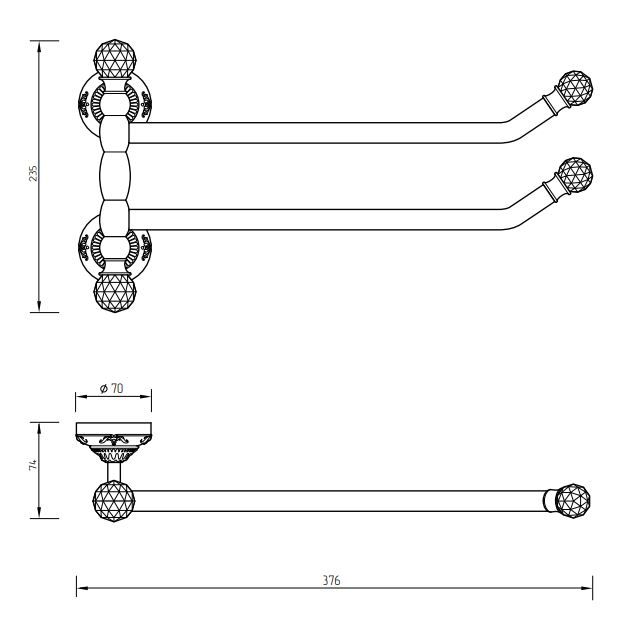 Полотенцедержатель двойной поворотный Migliore Cristalia 16 ФОТО