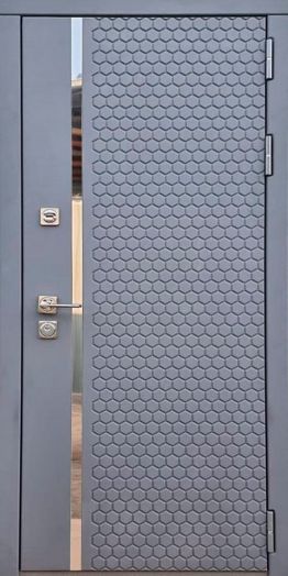 Дверь входная металлическая Great Doors H24 Силк Титан Зеркало 18 Бетон Светлый