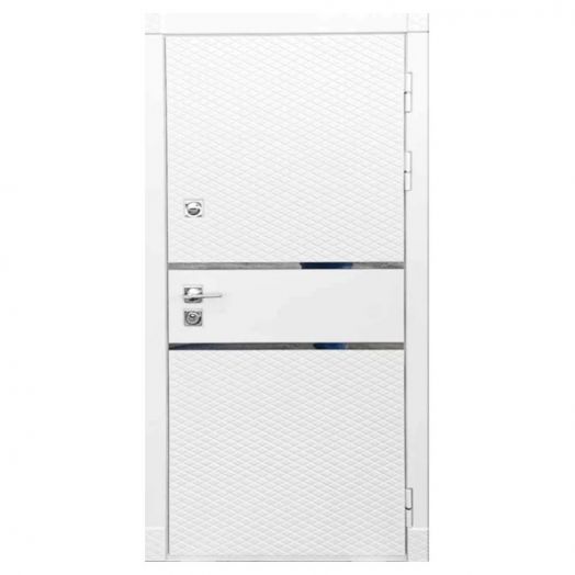 Дверь входная металлическая Great Doors H15 Белый Софт Зеркало Макси Бетон Темный