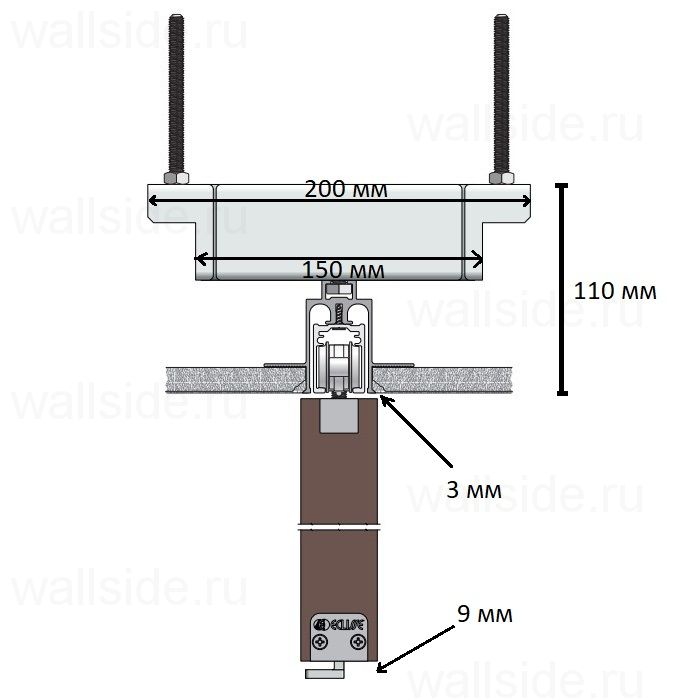 Eclisse Ceiling Track - для 2 дверей