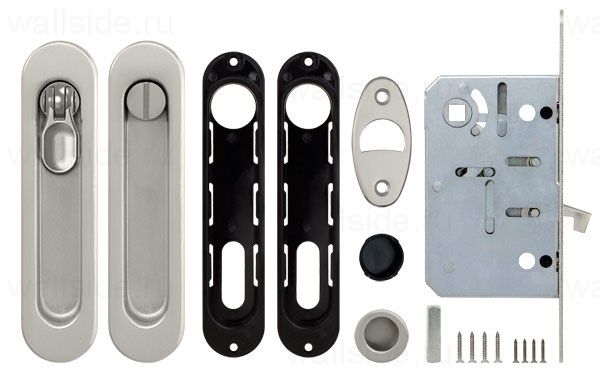 Замок для раздвижных дверей Armadillo SH011-BK SN-3 Матовый никель