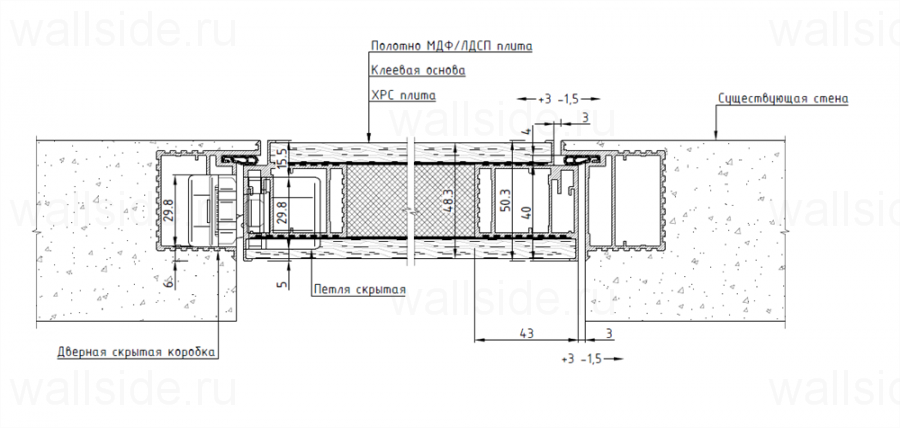 Скрытая дверь Pro Design Panel эмаль, внутреннего открывания