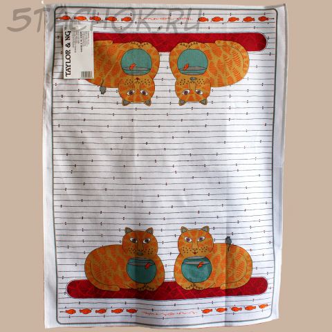 Полотенце-панно "Кошки, рыбки и мышка" (Taylor & NG США/Великобритания/Гонконг)