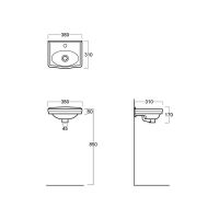 Раковина Simas Londra LO944bi 38x31 с 1 отверстием схема 2