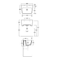 Раковина Simas Lavabi 60x46 с 1 отверстием DE 13 схема 2