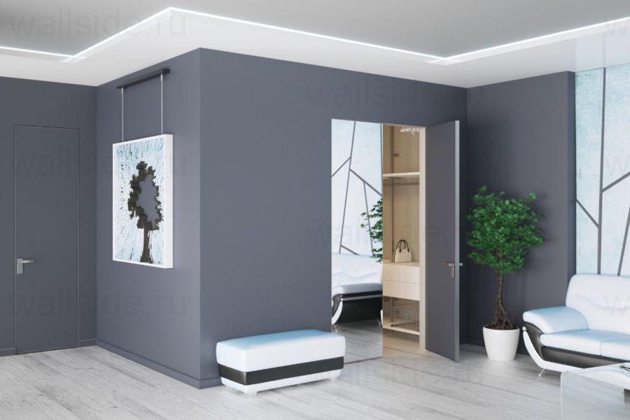 Скрытая дверь Pro Design Glass зеркало бронза, открывание внутреннее