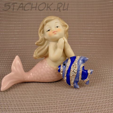 Брошь "Экзотическая рыбка" в голубом цвете (США)