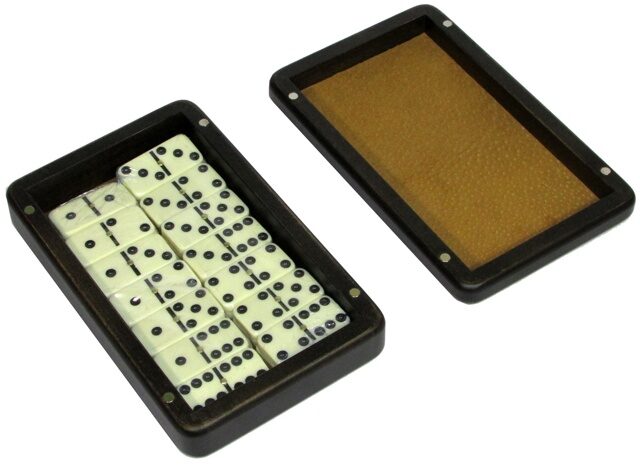 Домино турнирное D6 в деревянной шкатулке с флоком