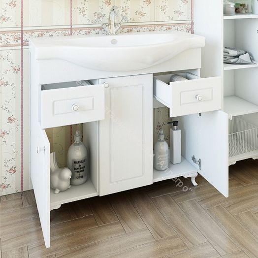 Тумба с умывальником "Элеганс 85" Софи с ящиками Sanflor