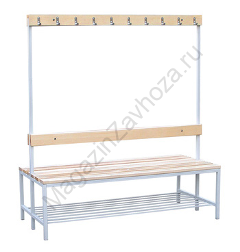 Скамья двусторонняя с полкой для обуви 1500 мм