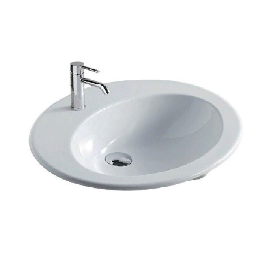 Изображение Раковина Galassia Lavabi Arredo Eloise овальная с 1 отверстием, 2 намеченными отверстиями и переливом 62x52 6001