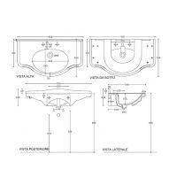 Раковина Galassia Ethos 8434 с 3 отверстиями и переливом 95x54 схема 2