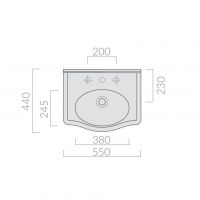 Раковина Galassia Ethos 8431M с 1 отверстием и переливом 55x44 схема 6