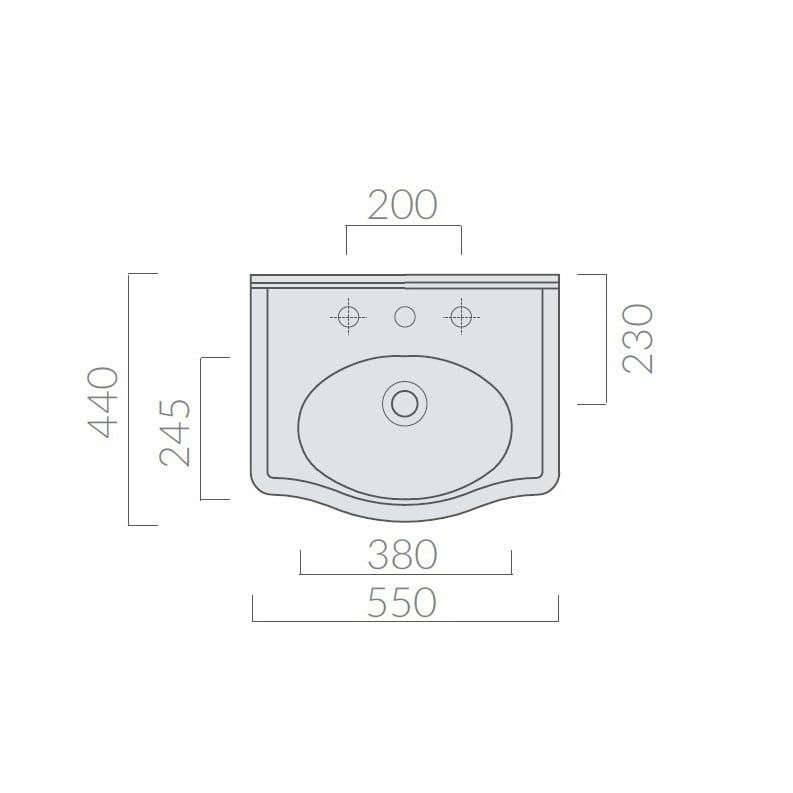 Раковина Galassia Ethos 8431M с 1 отверстием и переливом 55x44 схема 6