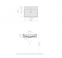 Раковина Galassia Plus Design с 1 отверстием и переливом 60x48 6102 схема 2