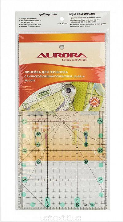 Линейка для пэчворка 30х15 - Антискользящие линейки Aurora AU-3015