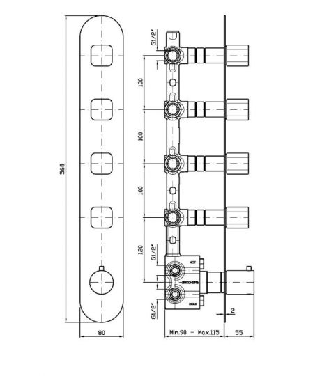 Термостат для ванны и душа Zucchetti Brim ZBR666 ФОТО