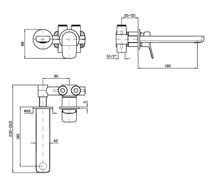 Смеситель для раковины Zucchetti Brim ZBR675/ZBR674 схема 2