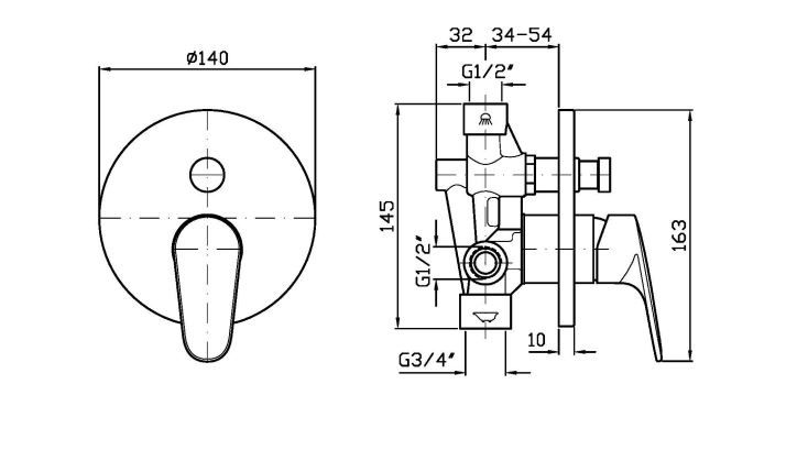 Смеситель для ванны и душа Zucchetti Rivo ZRV127 схема 2