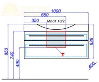 Подвесная тумба с раковиной Aqwella Милан Mil.01.10/2/W с ящиками 100х50 схема 2