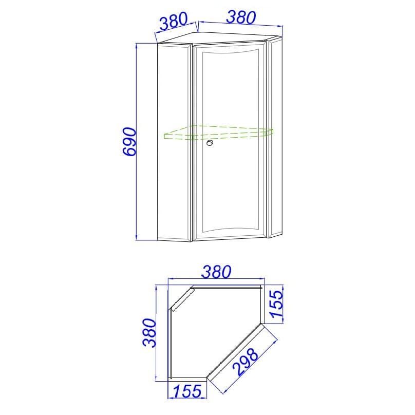 Угловой шкафчик Aqwella Барселона  38х38 схема 2