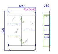 Навесной шкаф-зеркало Aqwella Корсика 60х85 схема 2