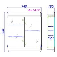 Навесной шкаф-зеркало Aqwella Корсика 74х85 схема 2