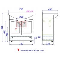 Тумба под раковину Aqwella Франческа 75х50 схема 2