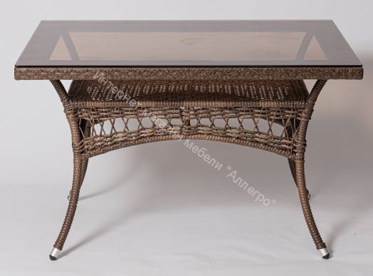 Стол FM-2001 квадратный, коричневый, искусственный ротанг/стекло