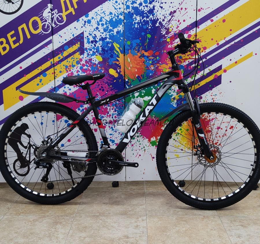 Велосипед 27,5" vokat алюминиевый диск черный 27 скоростей