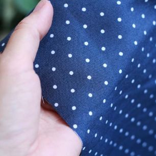 Хлопок джинс Тенсил - джинсовый в горошек 50х35