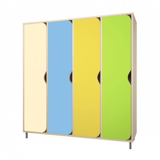 РСН-023 Шкаф детский для одежды 4 секций (Цветные фасады)