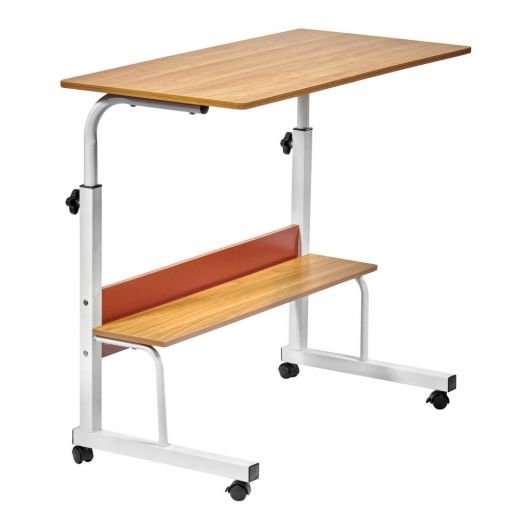 Стол многофункциональный Isola 80x40x66-90 см, 
с полкой, светлое дерево, белый