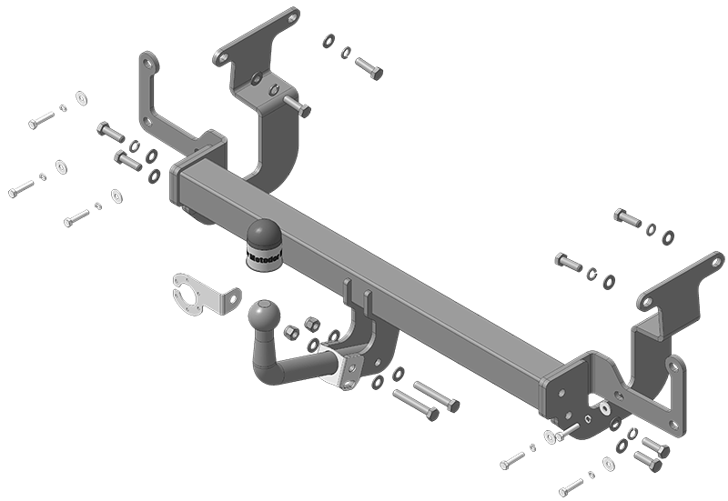 Фаркоп с оцинк. шаром Citroen Spacetourer 2016-, Peugeot Traveller 2016-, Citroen Jumpy 2016-, Peugeot Expert 2016-, Toyota Proace 2016-, Opel Zafira Life 2019-, Opel Vivaro 2019- крепление шара на двух болтах