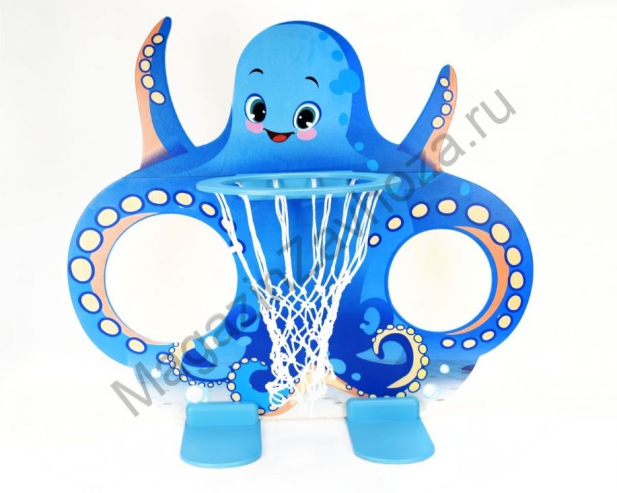 Кольцеброс с корзиной для мяча 3 в 1 ВЕСЕЛЫЙ ОСЬМИНОЖКА