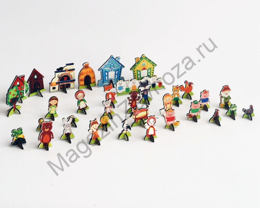 Дидактический и игровой набор для детского театра «Сказочные персонажи» (БОЛЬШОЙ, 10–15 см) + мультфильмы