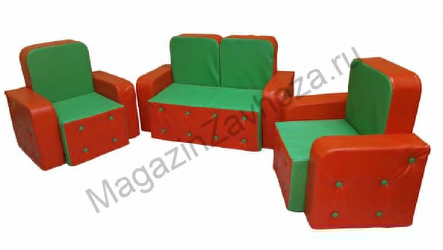 Набор мягкой мебели Машенька (прошивка пуговички), диванчик + 2 кресла