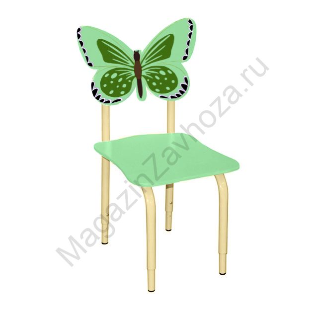 СТУЛ ДЕТСКИЙ НА МЕТАЛЛОКАРКАСЕ РЕГУЛИРУЕМЫЙ БАБОЧКИ 122 САЛАТОВЫЙ