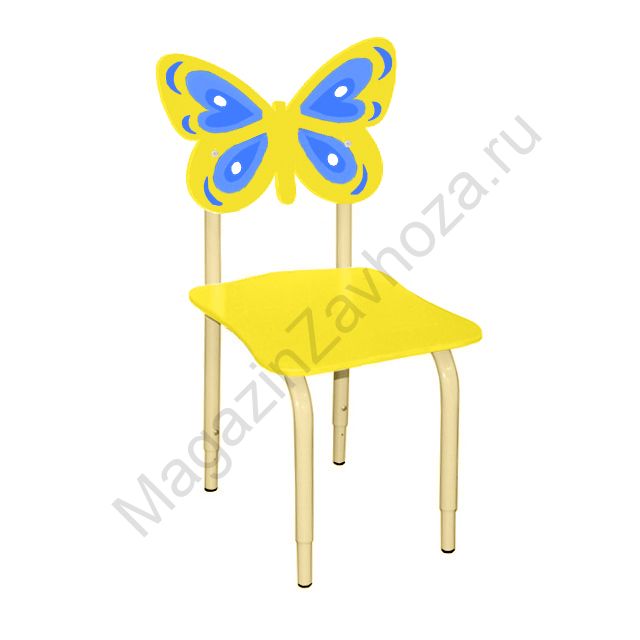 СТУЛ ДЕТСКИЙ НА МЕТАЛЛОКАРКАСЕ РЕГУЛИРУЕМЫЙ БАБОЧКИ 121 ЖЁЛТЫЙ