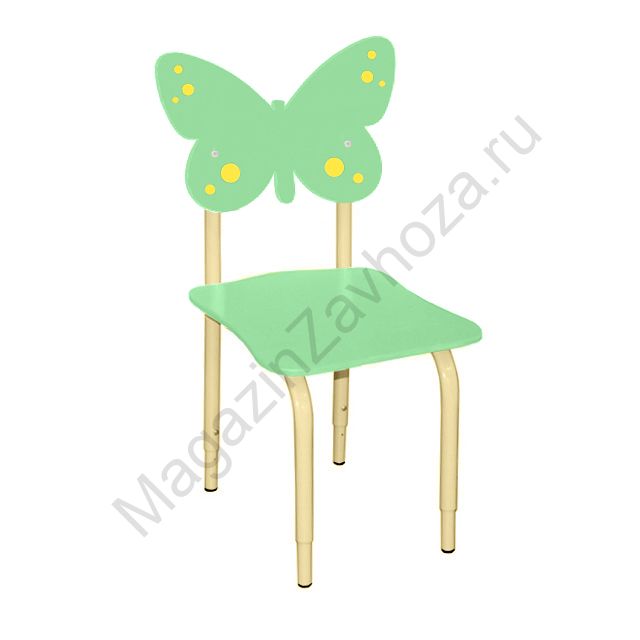 СТУЛ ДЕТСКИЙ НА МЕТАЛЛОКАРКАСЕ РЕГУЛИРУЕМЫЙ БАБОЧКИ 116 САЛАТОВЫЙ