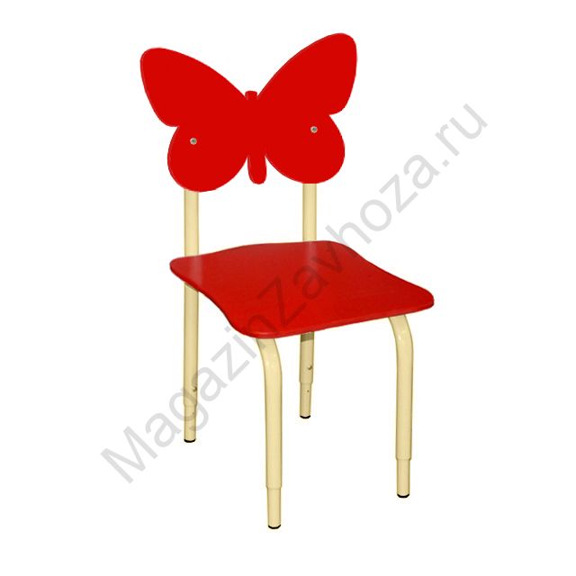 СТУЛ ДЕТСКИЙ НА МЕТАЛЛОКАРКАСЕ РЕГУЛИРУЕМЫЙ БАБОЧКИ 114 КРАСНЫЙ