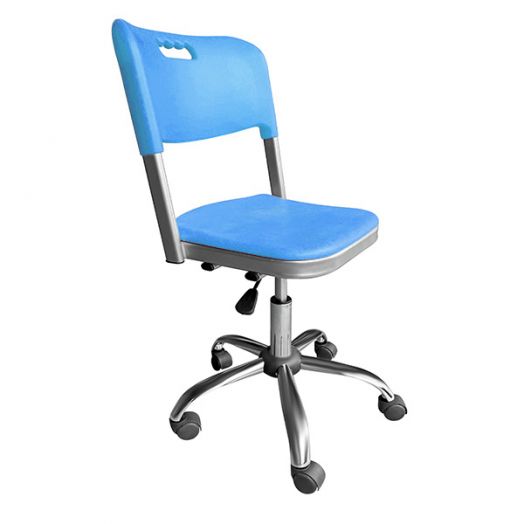 ИНСК-20-2 Стул ученический подъёмно-поворотный на газ лифте (Антивандальный синий пластик)