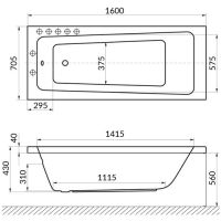 схема ванны Excellent Ava 160х70