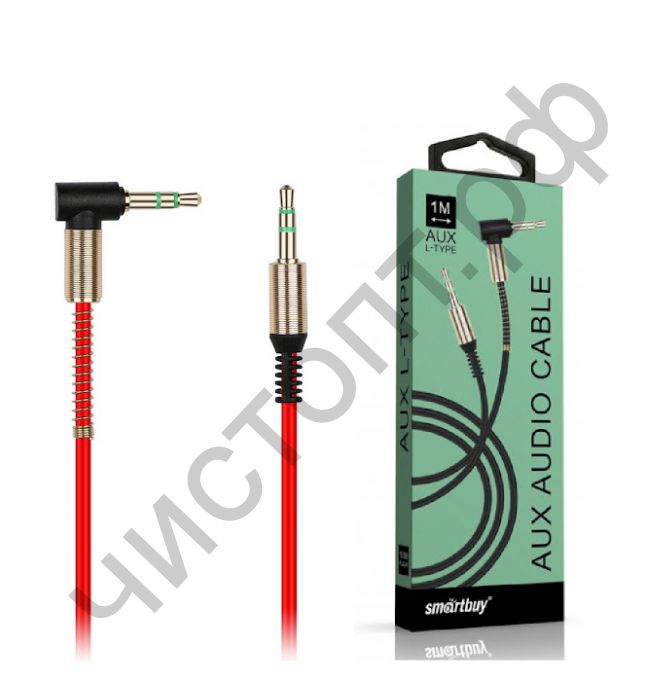 Кабель(3.5) папа-папа 3.5 stereo plug на 3.5 stereo plug Smartbuy 1 м, красный, с L-обр. након., (A-35-35-foldbox red) картон