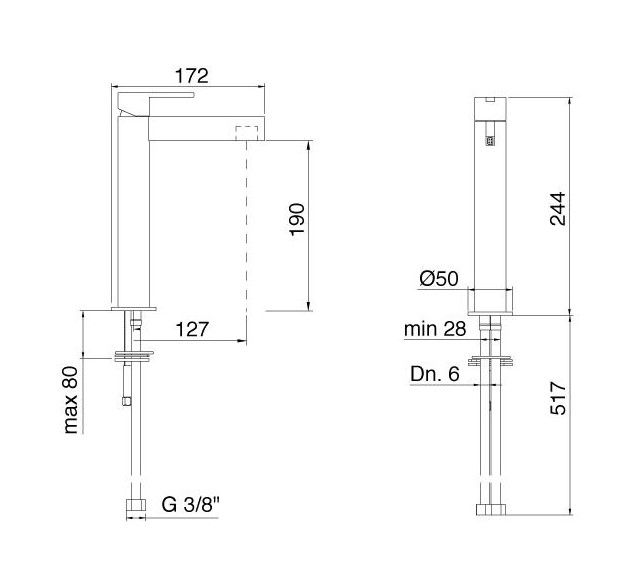 Cмеситель для раковины Treemme Time 5127TL схема 3