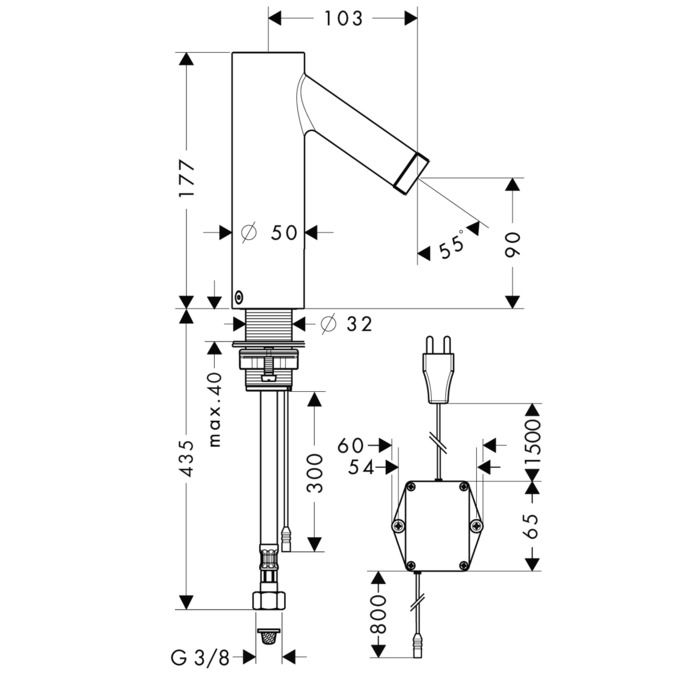 Смеситель Hansgrohe AXOR Starck сенсорный для раковины 10145000 ФОТО